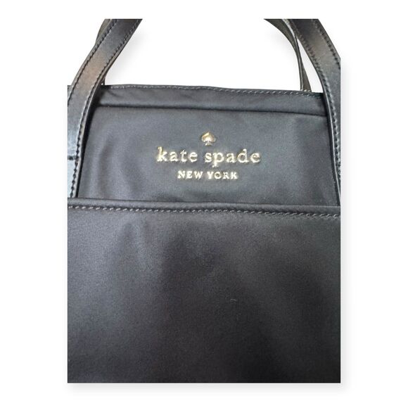 Kate Spade NY‎ Nylon Laptop Daily Universal Bag Black & White Striped Interior - Picture 3 of 5